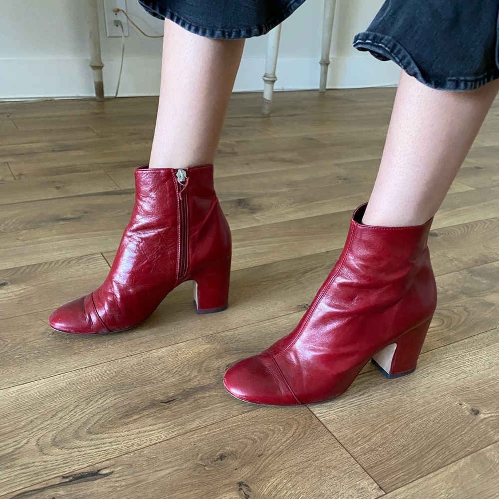 Zara red booties